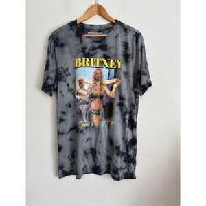 Britney Spears I'm A Slave 4 U Short Sleeve Tee Size Medium Gray Black Tie-Dye